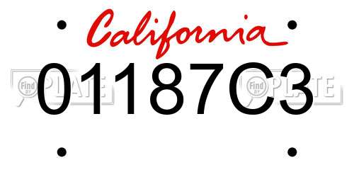 01187C3 California License Plate