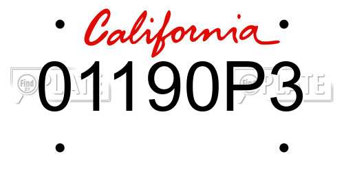 01190P3 California License Plate