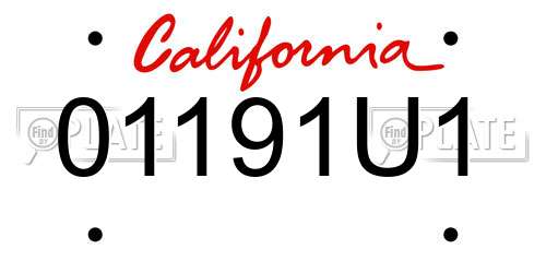 01191U1 California License Plate