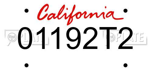 01192T2 California License Plate