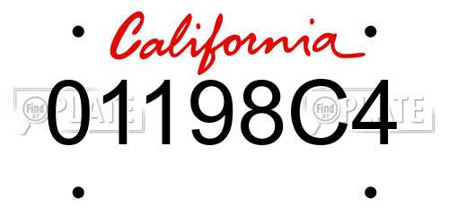 01198C4 California License Plate
