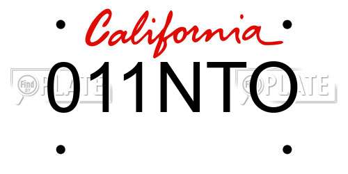 011NTO California License Plate