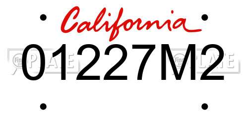 01227M2 California License Plate
