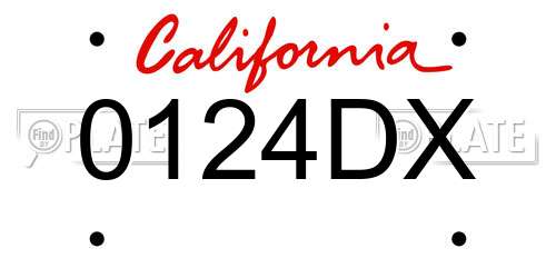 0124DX California License Plate