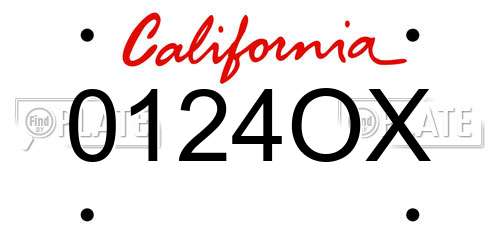 0124OX California License Plate