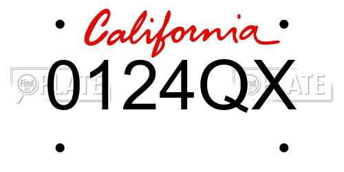 0124QX California License Plate