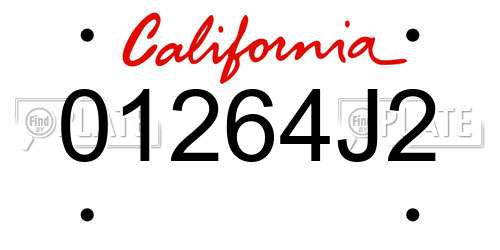 01264J2 California License Plate