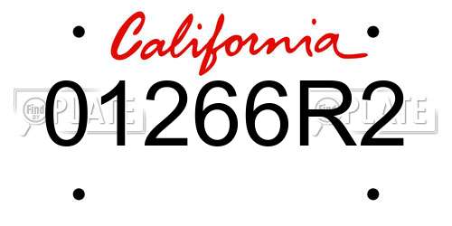 01266R2 California License Plate