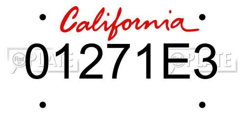01271E3 California License Plate