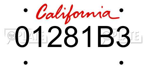 01281B3 California License Plate