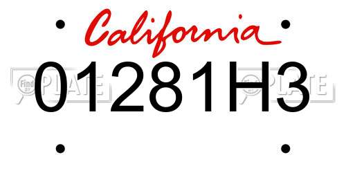 01281H3 California License Plate