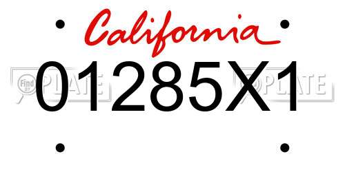 01285X1 California License Plate