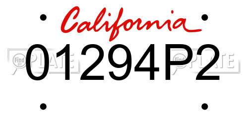 01294P2 California License Plate