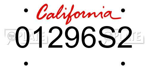 01296S2 California License Plate