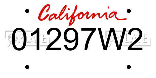 01297W2 California License Plate
