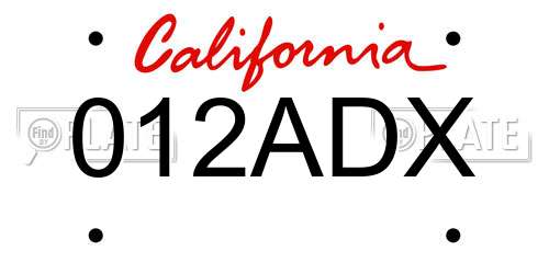 012ADX California License Plate