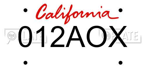 012AOX California License Plate