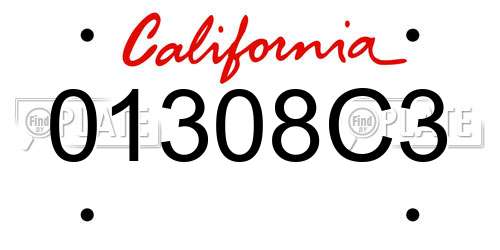 01308C3 California License Plate