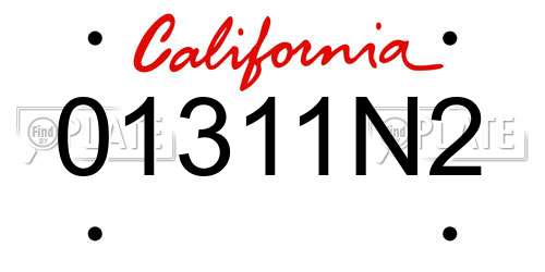 01311N2 California License Plate