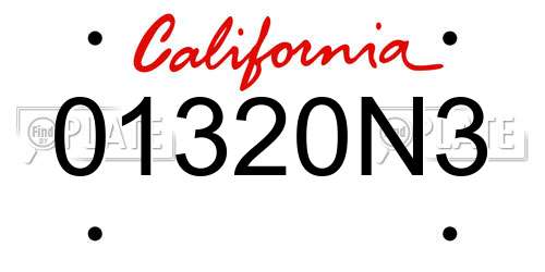 01320N3 California License Plate