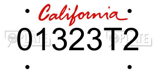 01323T2 California License Plate