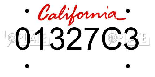 01327C3 California License Plate