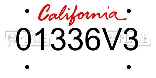 01336V3 California License Plate