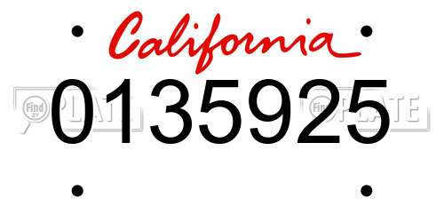 0135925 California License Plate