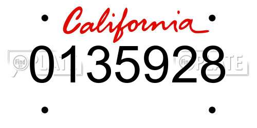 0135928 California License Plate