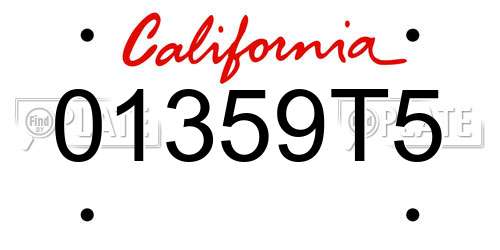 01359T5 California License Plate