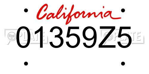 01359Z5 California License Plate