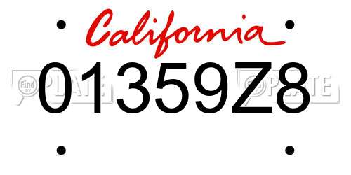 01359Z8 California License Plate