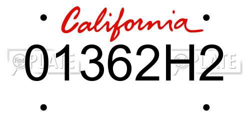 01362H2 California License Plate