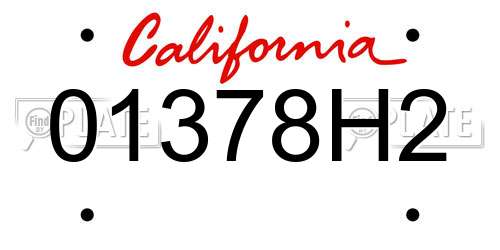 01378H2 California License Plate