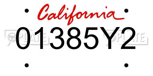 01385Y2 California License Plate