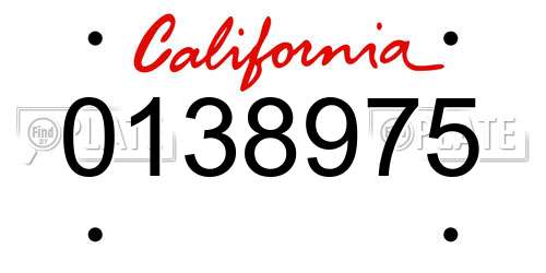 0138975 California License Plate