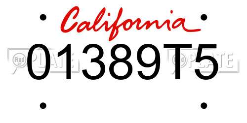 01389T5 California License Plate