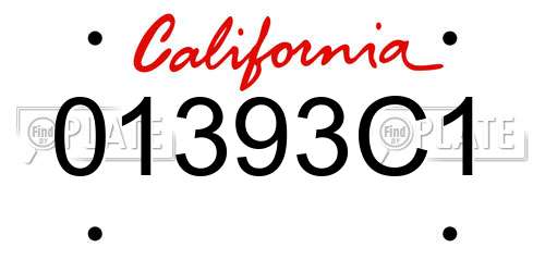 01393C1 California License Plate