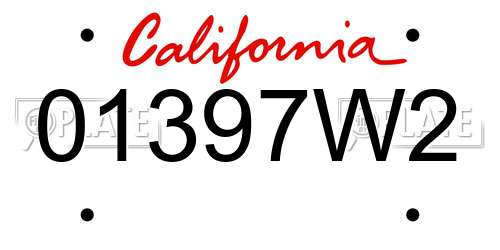 01397W2 California License Plate