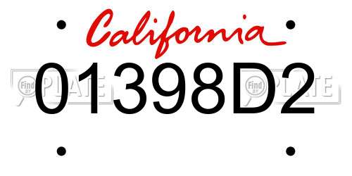 01398D2 California License Plate