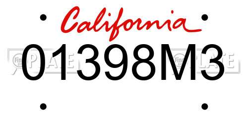 01398M3 California License Plate