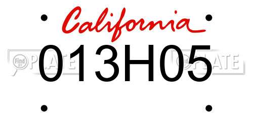013H05 California License Plate