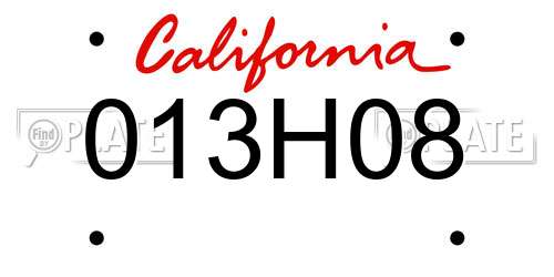 013H08 California License Plate