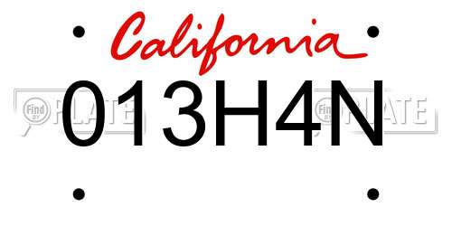 013H4N California License Plate