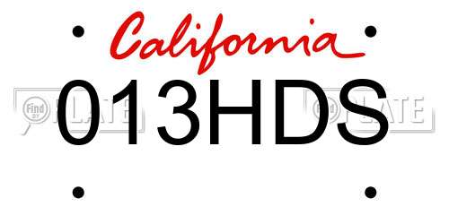 013HDS California License Plate