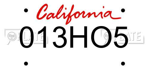 013HO5 California License Plate
