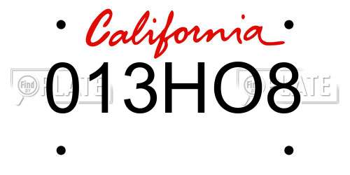 013HO8 California License Plate