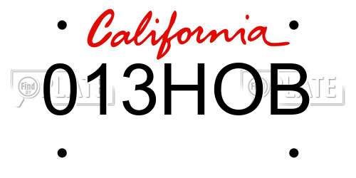 013HOB California License Plate