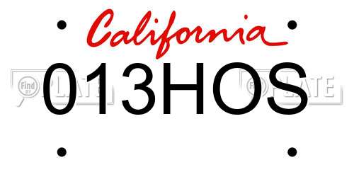 013HOS California License Plate