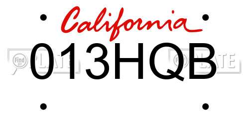 013HQB California License Plate